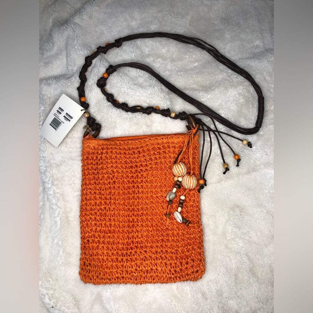 Orange Bohemian/Hippie Crossbody Bag